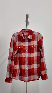 Harley-Davidson Women's Plaid Flannel Shirt - Screamin' Eagle Back (Size L)